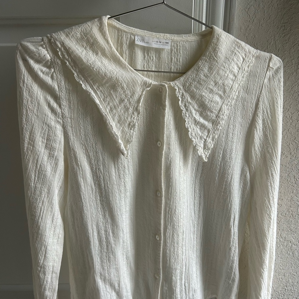 Zara Cream Button-Up Blouse